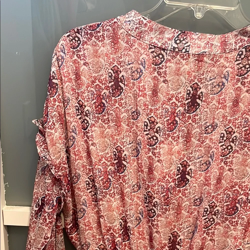AQUA Pink Lined Patterned Ruffled Dress, Fairy Boho Peasant Dress, NWT